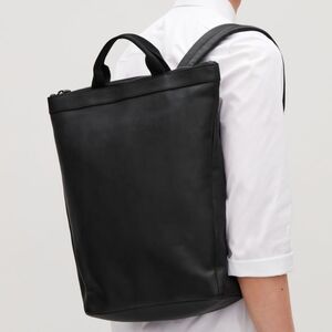 COS Men's Black Leather Backpack